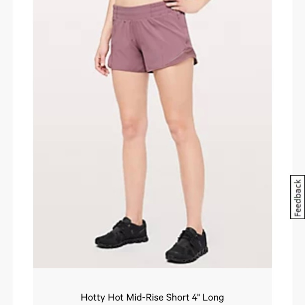 Lululemon Hotty Hot Mid Rise Shorts 4” inseam
